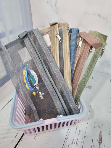 جامدادی توری شفاف دو زیپ