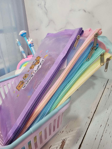 جامدادی توری شفاف تک زیپ