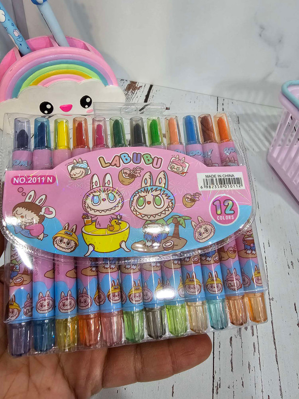 مداد شمعی پیچی ۱۲رنگ کوتاه