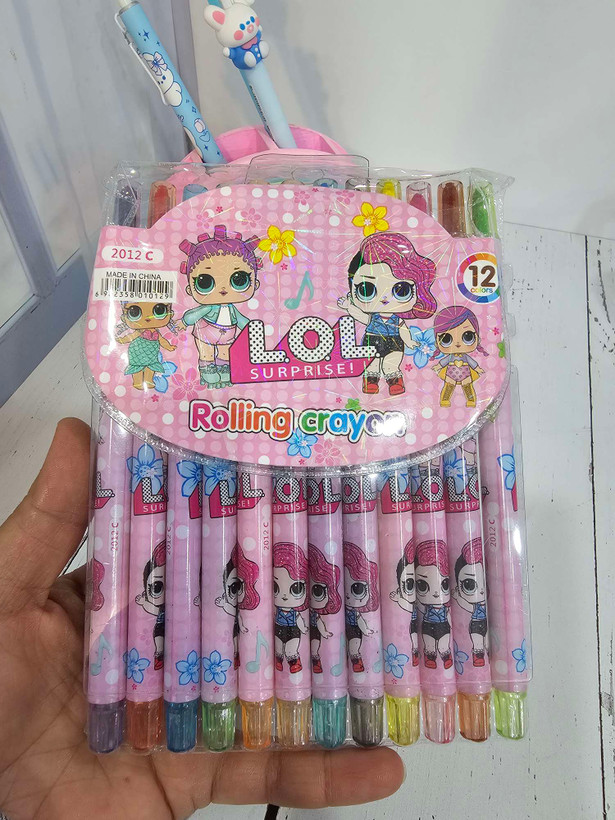 مداد شمعی پیچی ۱۲رنگ بلند